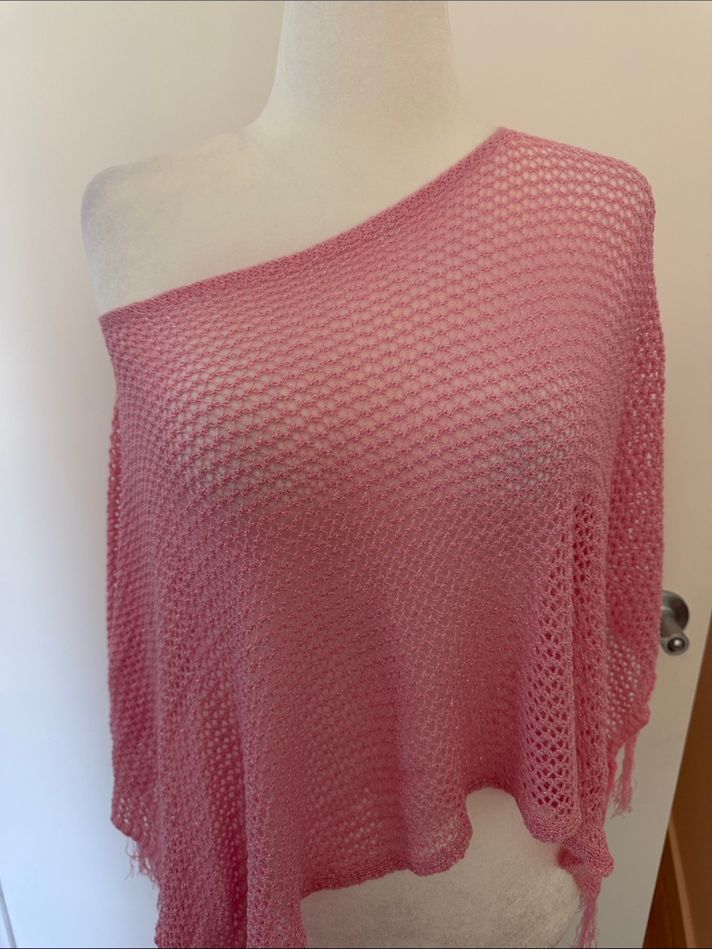 Pink Crochet sheer Off-Shoulder top/cover up